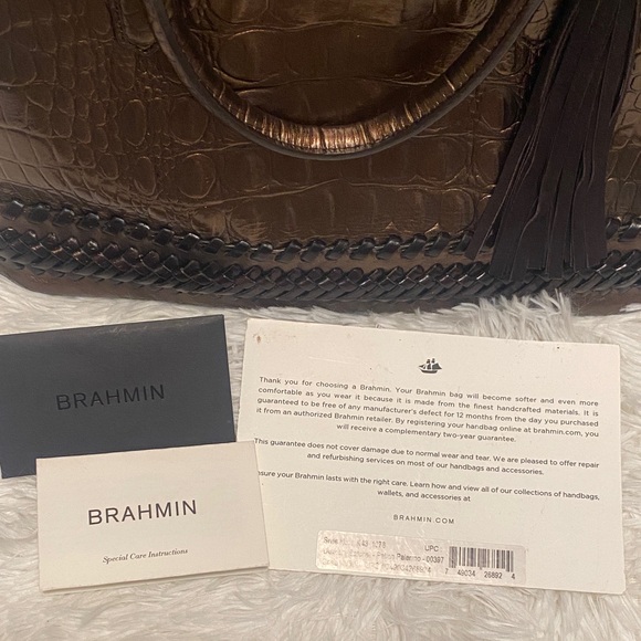 Brahmin Metallic Brown Duxbury Crocodile Satchel - Picture 11 of 11